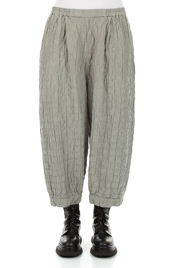 Olive Grey Pleated Silk Linen Trousers 1