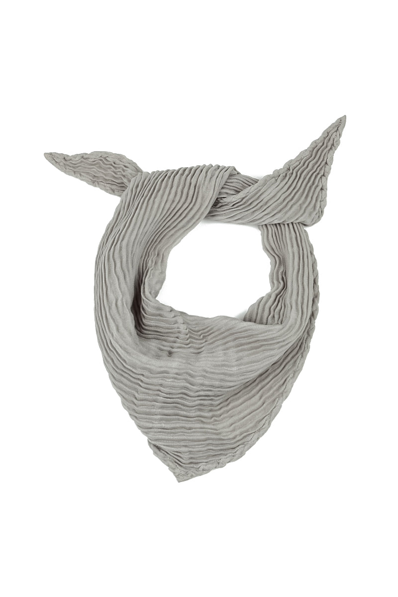 Olive Grey Plissé Silk Scarf 6