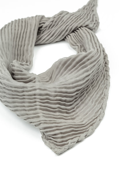 Olive Grey Plissé Silk Scarf 4
