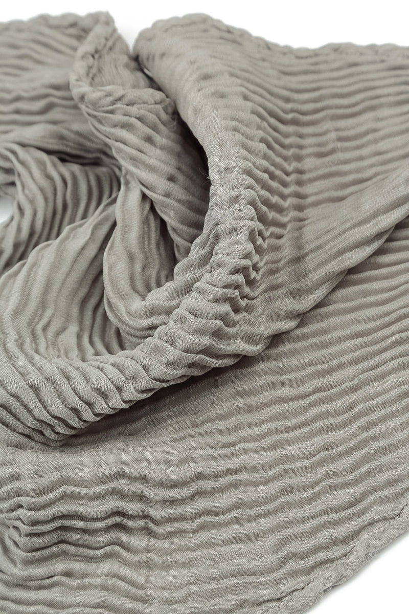 Olive Grey Plissé Silk Scarf 5