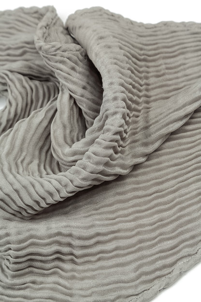 Olive Grey Plissé Silk Scarf 5