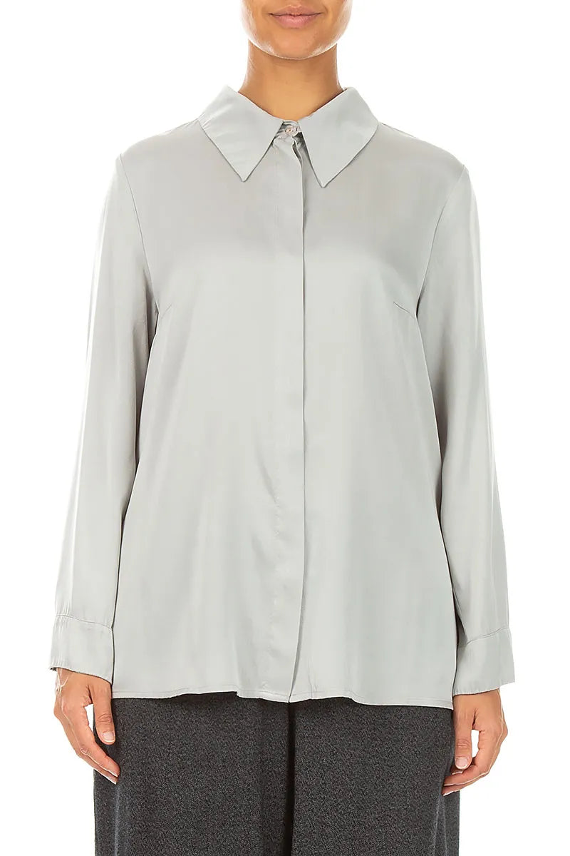 Olive Grey Silk Shirt 1