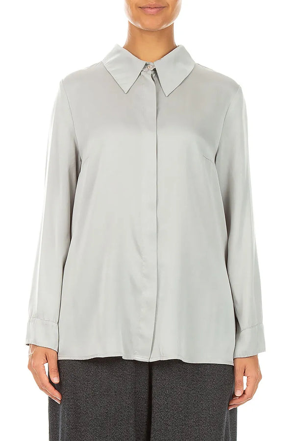 Olive Grey Silk Shirt 1