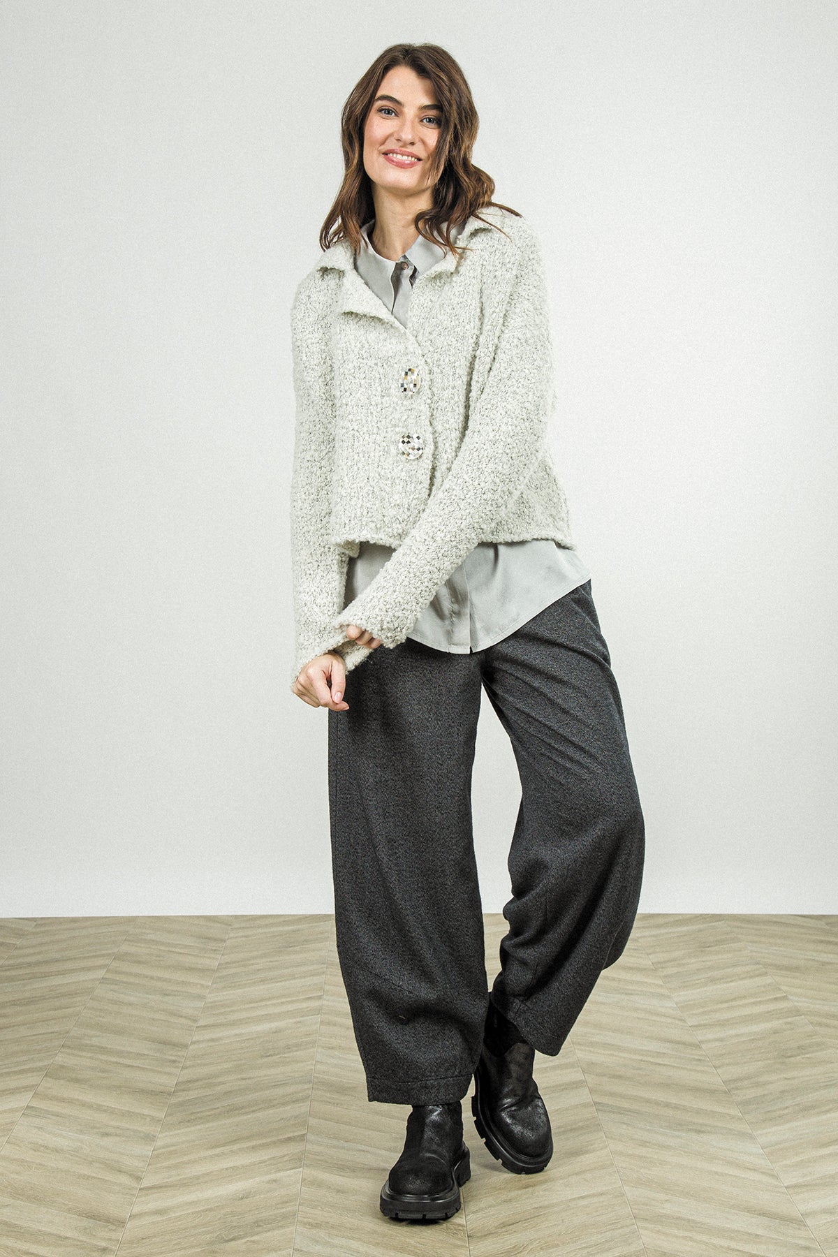 Olive Grey Silk Shirt 7