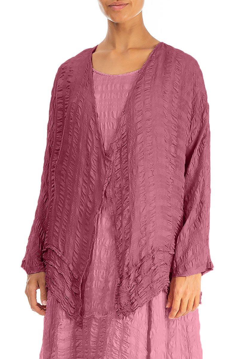 Open Antique Ruby Textured Silk Jacket 3