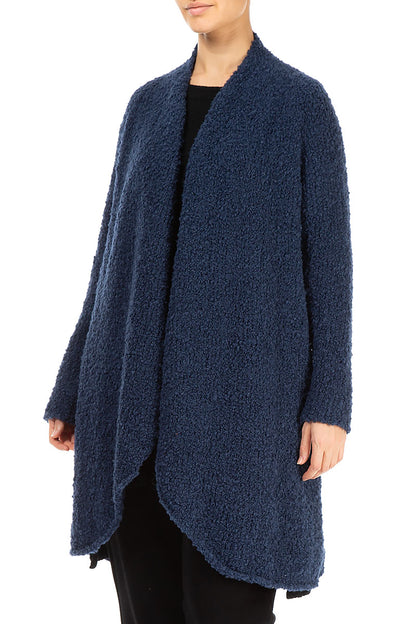 Open Blue Violet Alpaca Wool Coat Cardigan 4