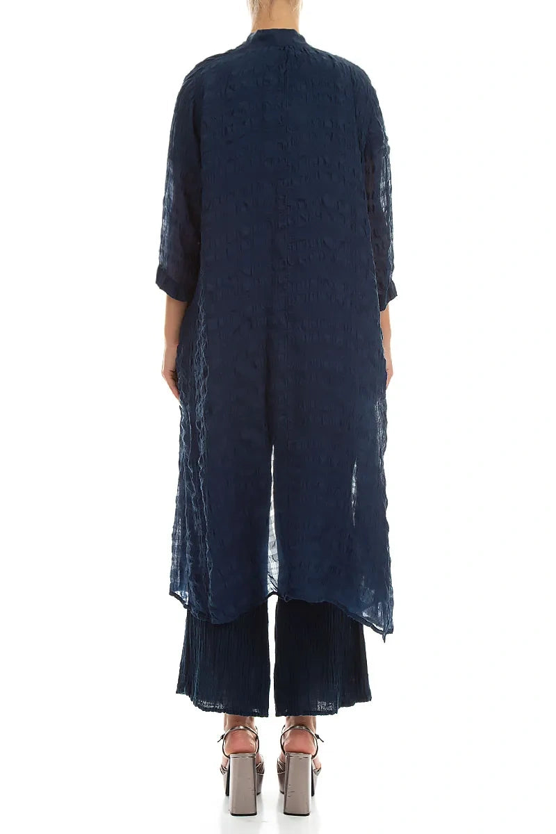 Open Front Navy Light Silk Jacket 3