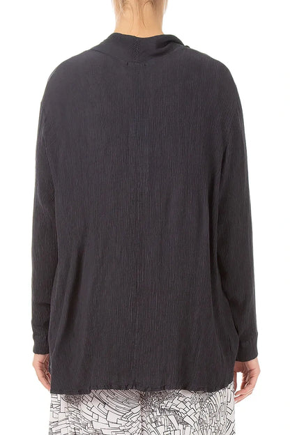 Open Graphite Silk Viscose Jacket 2