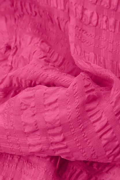 Open Fuchsia Textured Silk Jacket 5