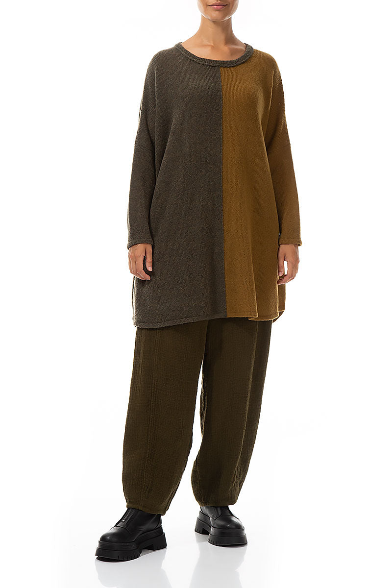Oversized Dual Khaki Honey Wool Sweater 4
