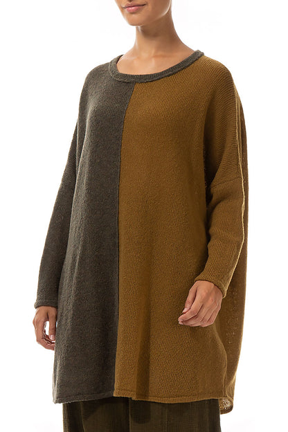 Oversized Dual Khaki Honey Wool Sweater 3