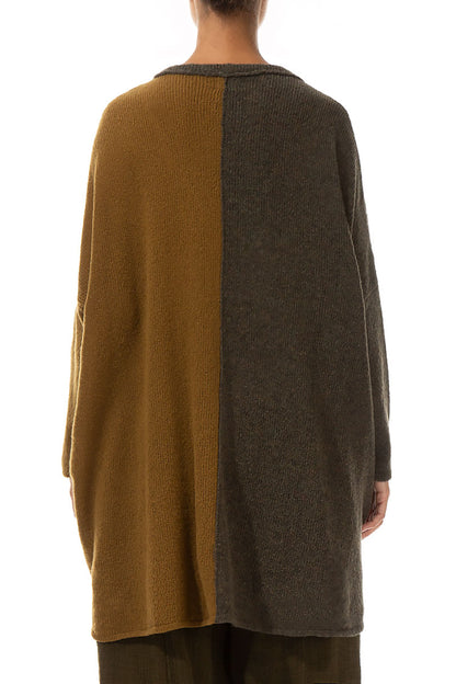 Oversized Dual Khaki Honey Wool Sweater 2