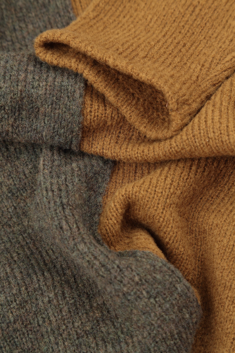 Oversized Dual Khaki Honey Wool Sweater 5