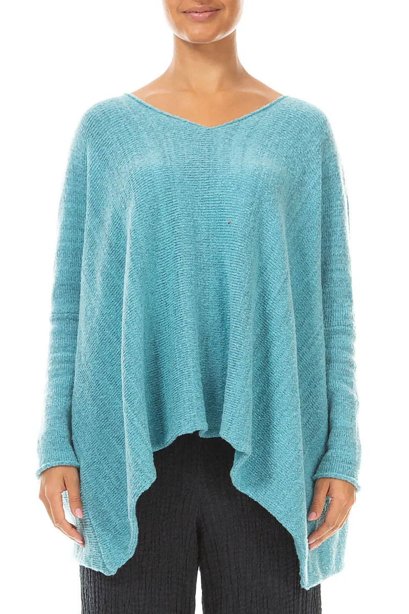 Oversized Ice Blue Mélange Wool Sweater 1