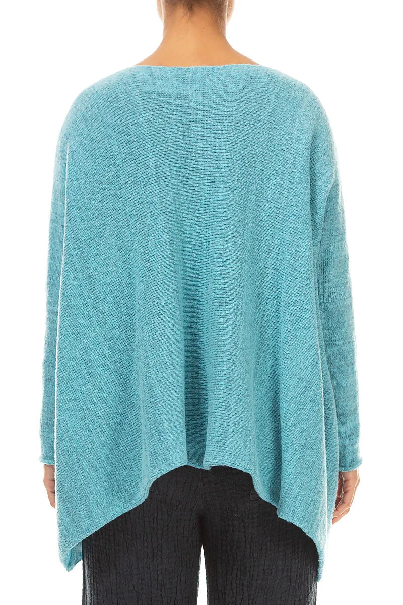 Oversized Ice Blue Mélange Wool Sweater 2