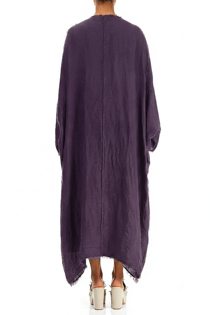 Oversized Raw Edge Amethyst Gauze Linen Jacket 2