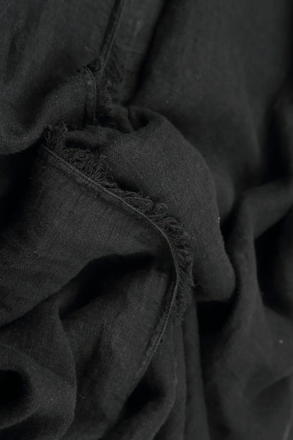 Oversized Raw Edge Black Gauze Linen Jacket 5