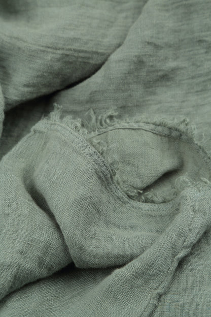 Oversized Raw Edge Sage Gauze Linen Jacket 6