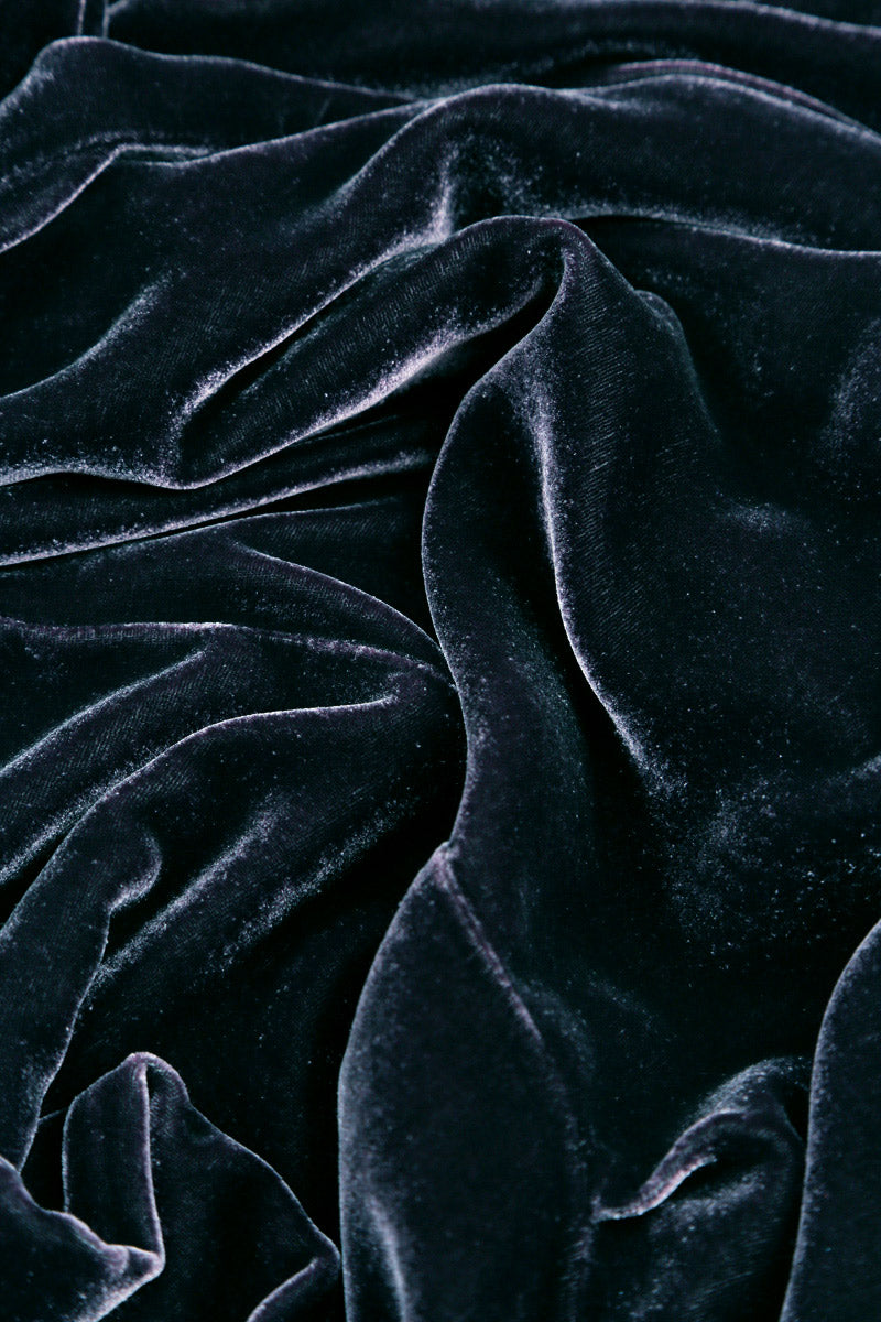 Petrol Blue Silk Velvet Shift Dress 5