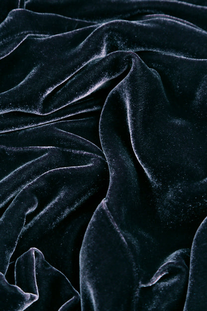 Petrol Blue Silk Velvet Shift Dress 5