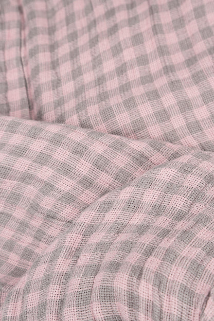 Pink Check Linen Scarf 5