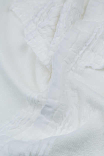 Pintuck Front White Linen Cardigan 6
