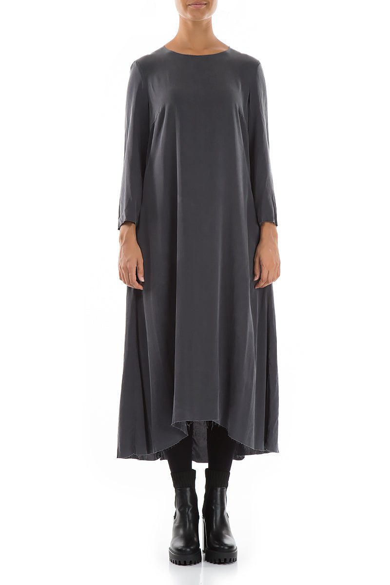 Raw Trims Anthracite Silk Dress 1