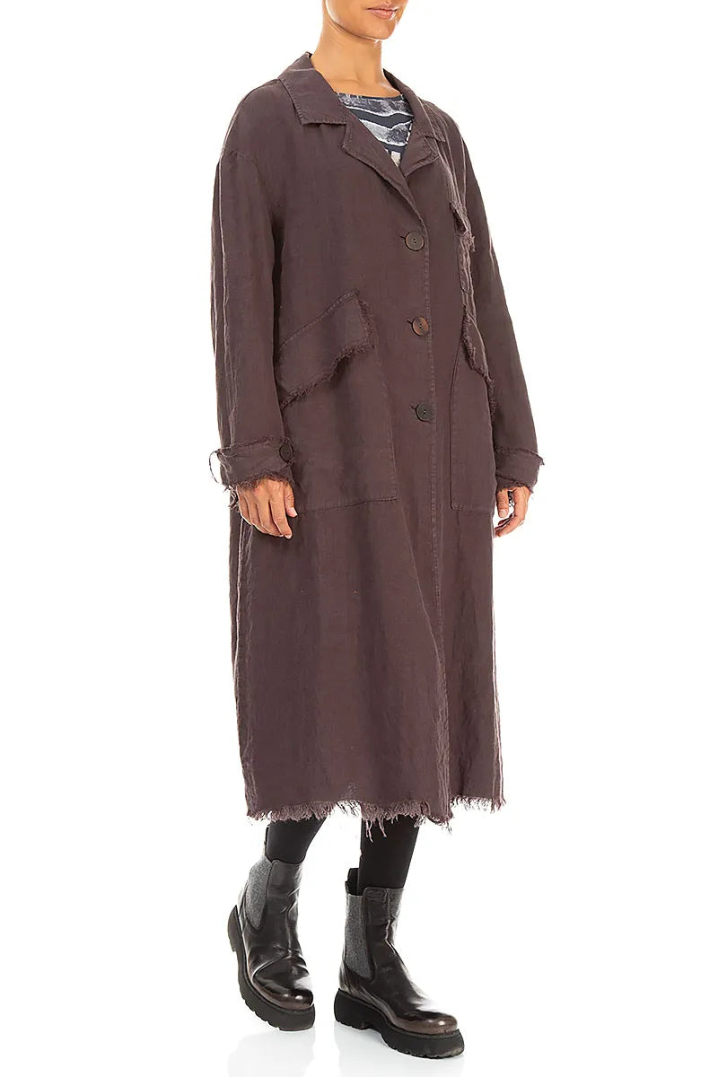 Raw Truffle Brown Linen Jacket Coat 4