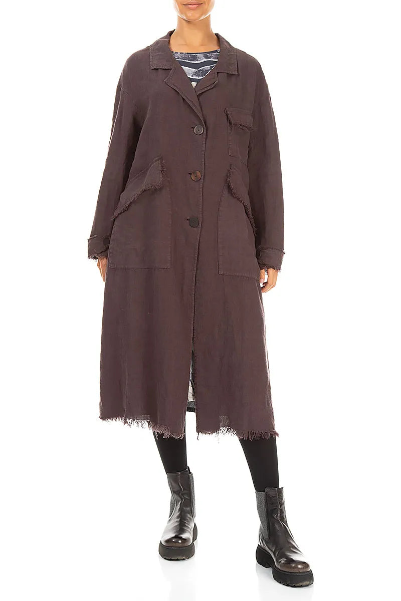 Raw Truffle Brown Linen Jacket Coat 3