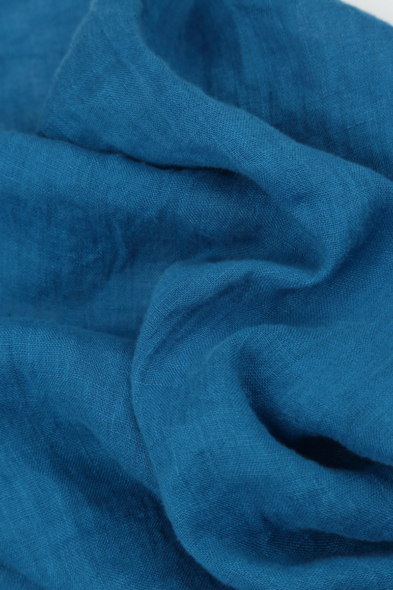 Relaxed Cobalt Gauze Linen Shirt 6