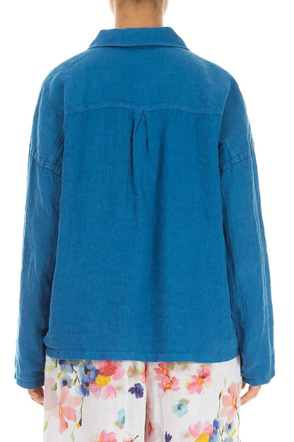 Relaxed Cobalt Gauze Linen Shirt 2