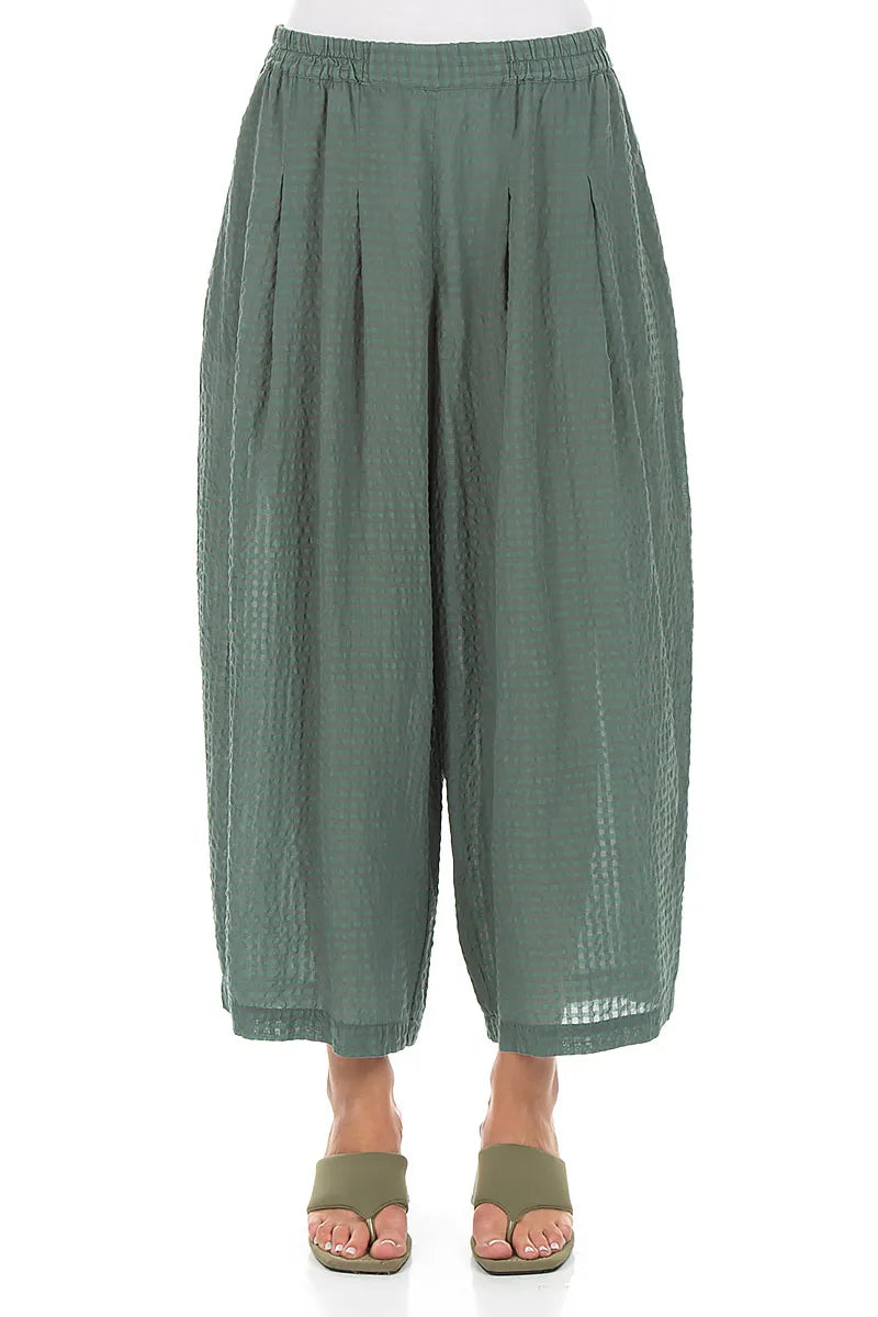 Relaxed Sage Textured Silk Trousers 1