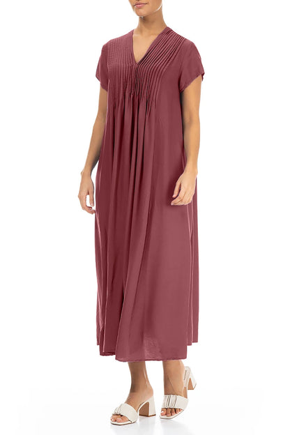 Romantic Antique Ruby Silk Bamboo Dress 3