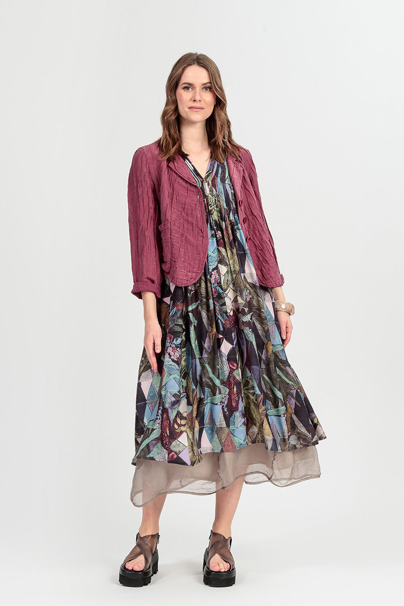 Romantic Art Mosaic Silk Bamboo Midi Dress 1