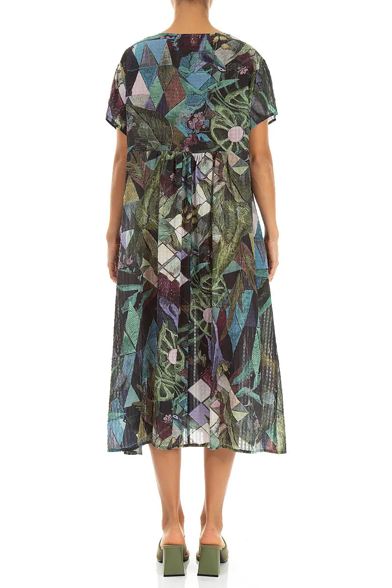 Romantic Art Mosaic Textured Silk Midi Dress 2