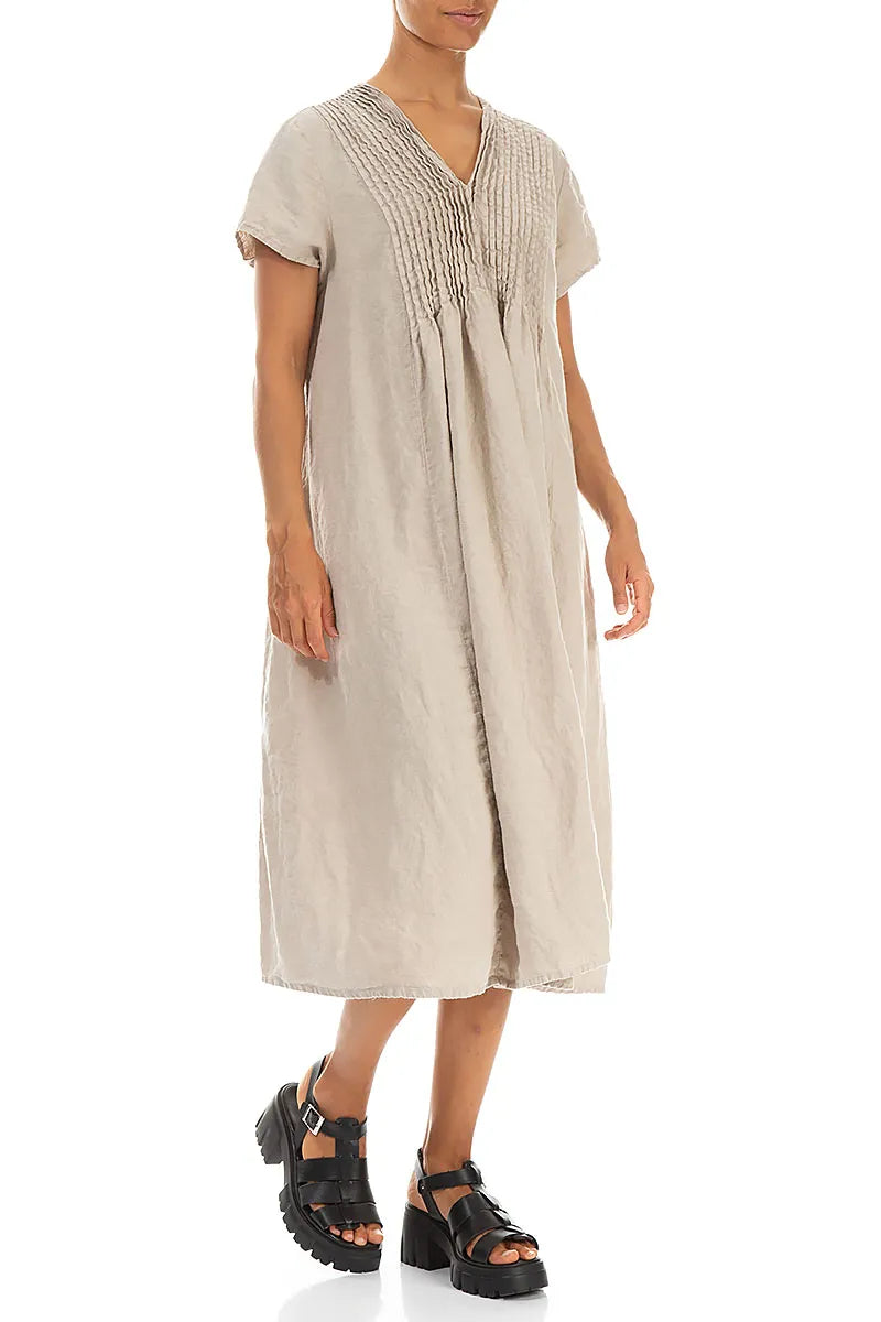 Romantic Beige Midi Linen Dress 3