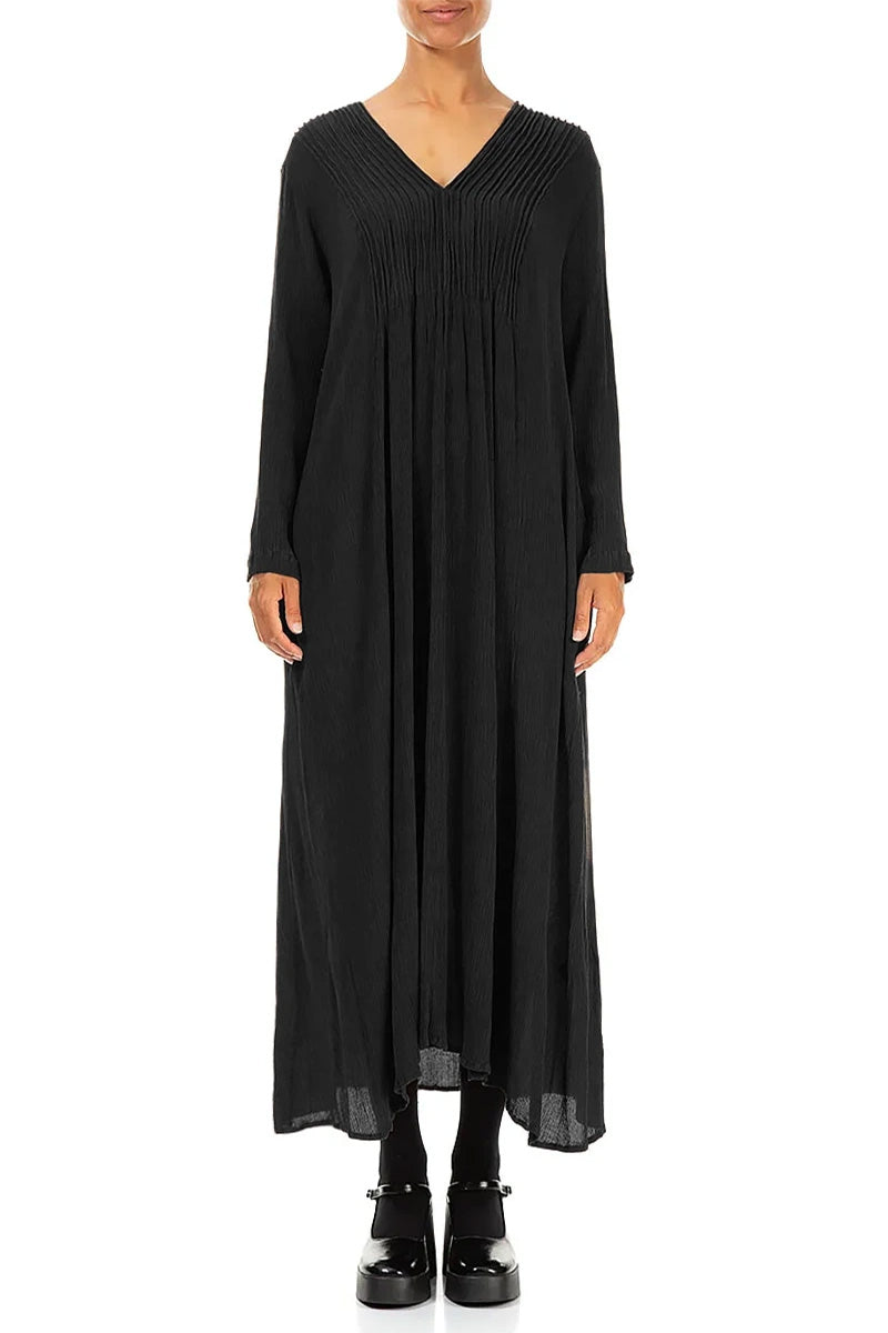 Romantic Black Silk Viscose Dress