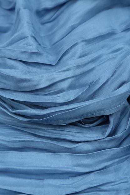 Romantic Blue Nova Crumpled Maxi Pure Silk Dress 5