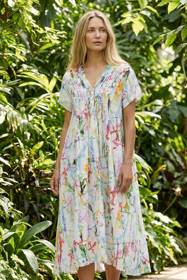 Romantic Colour Splash Linen Dress 1