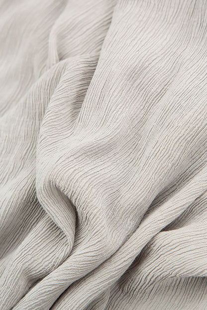 Romantic Cream Grey Silk Viscose Dress 5