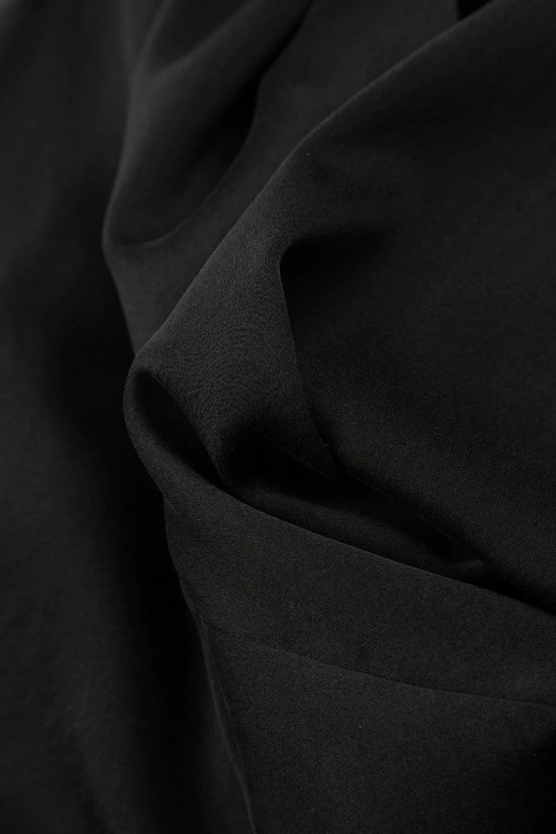 Romantic Front Tucks Black Silk Bamboo Dress 5