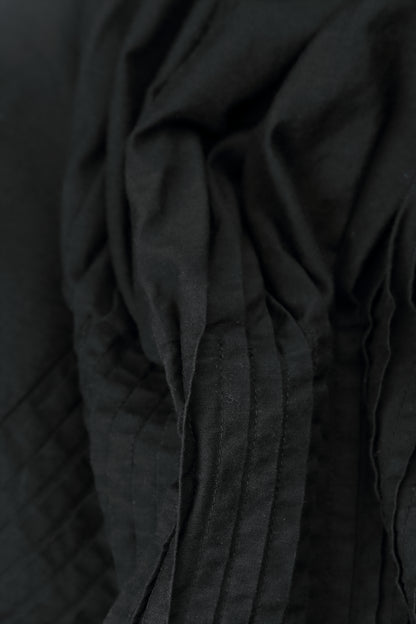 Romantic Pin Tuck Black Silk Bamboo Dress