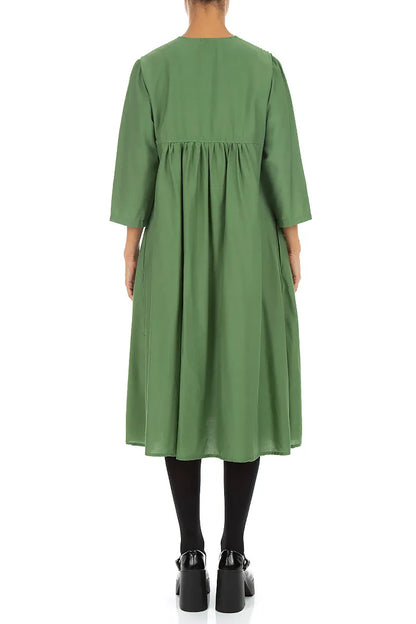 Romantic Pin Tuck Shamrock Green Silk Bamboo Dress