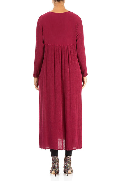 Romantisches weinrotes Kleid aus Seidenviskose