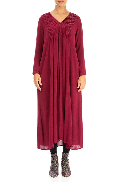 Romantisches weinrotes Kleid aus Seidenviskose