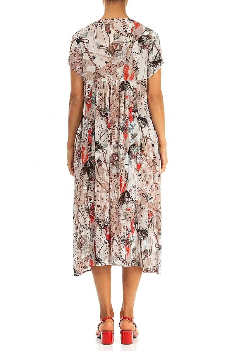 Romantic Savannah Textured Silk Midi Dress 3