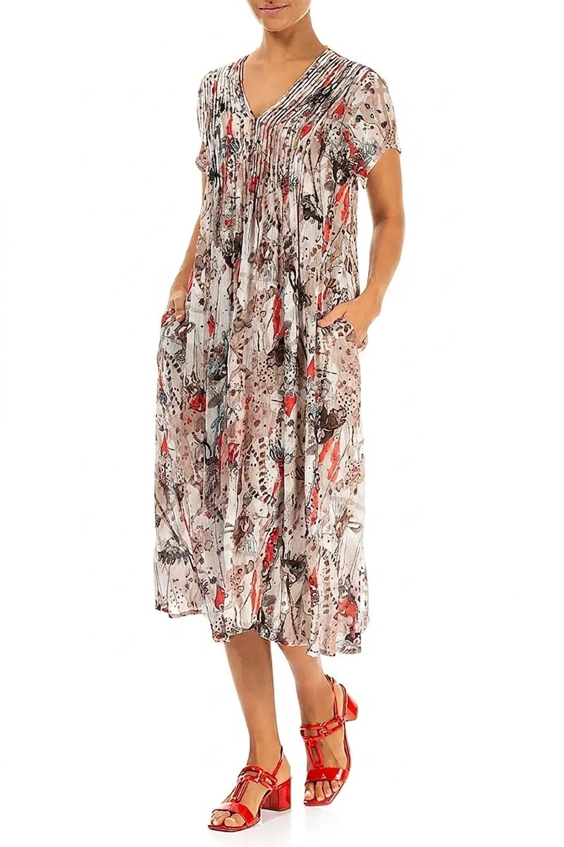 Romantic Savannah Textured Silk Midi Dress 5