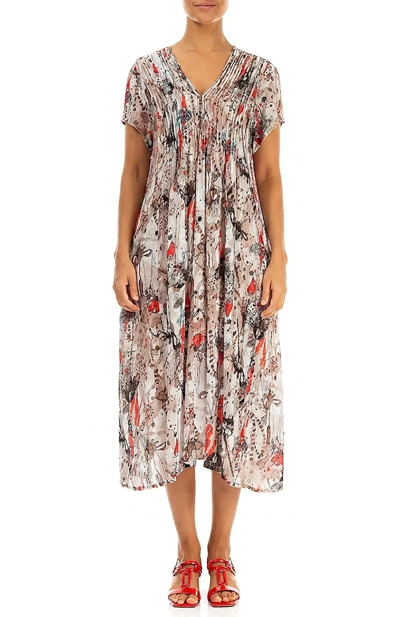 Romantic Savannah Textured Silk Midi Dress 2