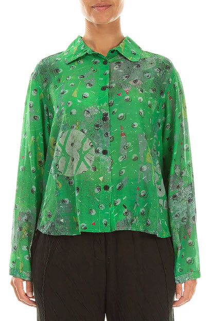 Rounded Hem Meadow Silk Cotton Shirt 1