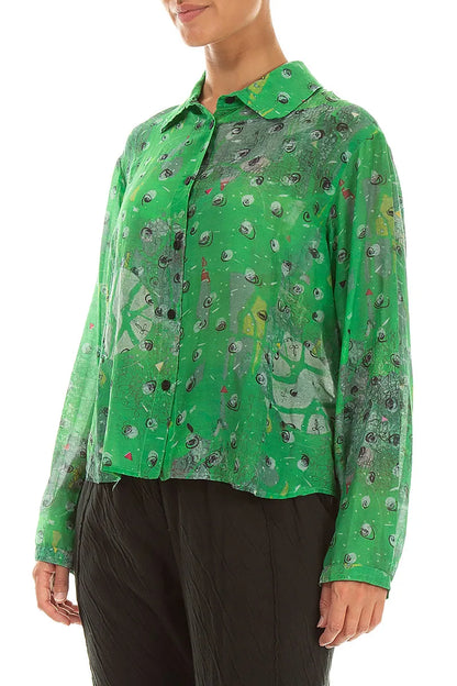 Rounded Hem Meadow Silk Cotton Shirt 3